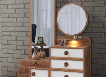 Chambre à Coucher Commode Avec Miroir Bois Meuble Luxe Meuble 2-piece Ensemble Neuf